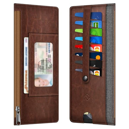 FINTIE Slim Credit Card Wallet Holder Change Pouch - color: Gray Brown