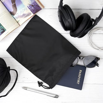 Drawstring Bag - UltraLight Nylon Cinch and Ditty Pouch For Packing, Storing, Goodie Bag (5 pack, Black, 7 x 9 inch) - size: 7 x 9 inch