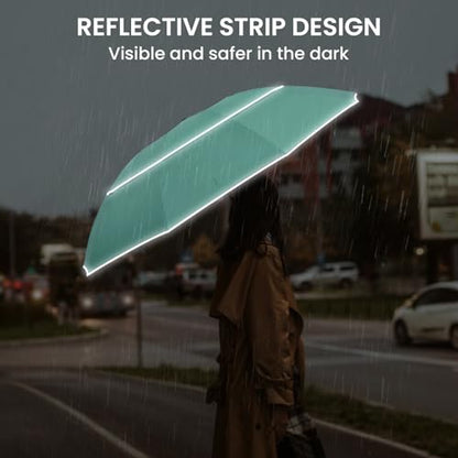 G4Free 54/62 Inch Large Inverted Golf Umbrella Windproof Reflective Stripe - color: Lake Blue, size: 62 inch
