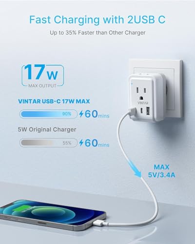 VINTAR Foldable Italy Travel Plug Adapter, 2 Pack Type L Adapter with USB-C - style: Type L - Italy Chile