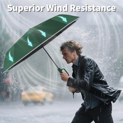 Seniny Travel Umbrella with UV Sun Protection, Large Rain Umbrellas - color: Dark Green