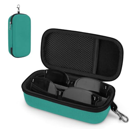 Double Eyeglasses Case, Hard Shell Glasses Case for Men Women - color: Teal