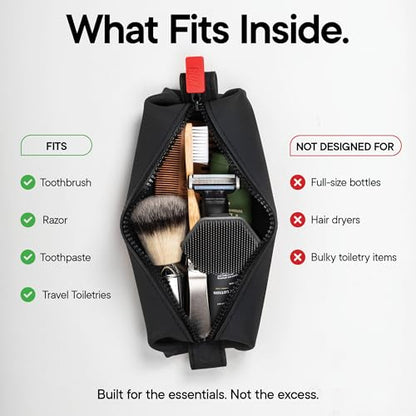 TOOLETRIES The Koby Dopp Kit Toiletry Bag- Mini 8.5" x 2.75" x 2", Charcoal - color: Charcoal, size: Mini 8.5” x 2.75” x 2”