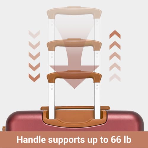 Kono Carry-On Suitcase 20in Expandable ABS+PC Airline Approved Burgundy - color: Burgundy, size: Carry-On 20-Inch