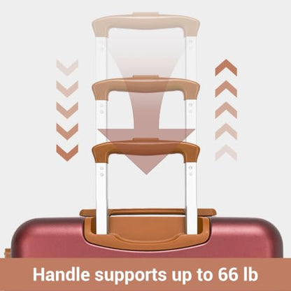 Kono Carry-On Suitcase 20in Expandable ABS+PC Airline Approved Burgundy - color: Burgundy, size: Carry-On 20-Inch