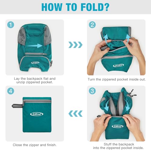 G4Free 10L Lightweight Packable Hiking Backpack, Nylon Daypack Daily Travel - color: Dark Green, size: Small