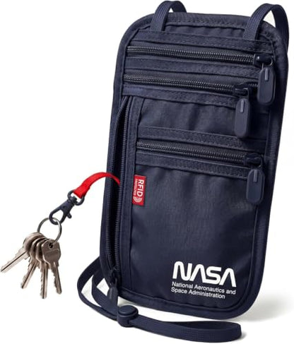 NASA Neck Wallet with RFID-Secured Passport Protection (Lunar Blue) - color: Lunar Blue