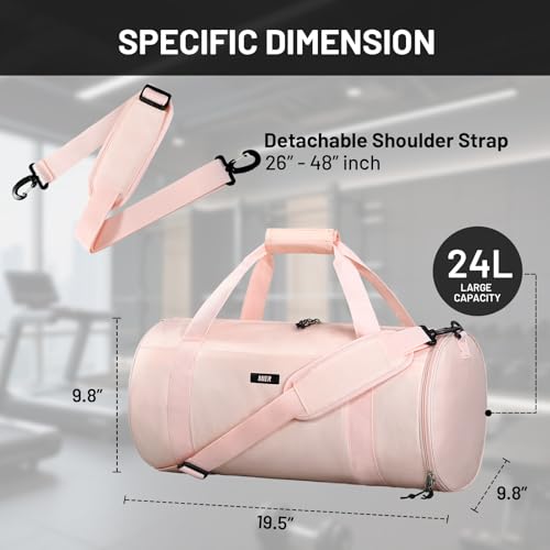 MIER Small Gym Duffle Bag with Shoe Compartment & Wet Pocket, 24L, Pink - color: pink, size: 24L