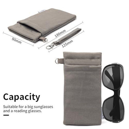 Face Shadow Double Glasses Case Soft Eyeglass Case For Women Men - color: Canvas Grey
