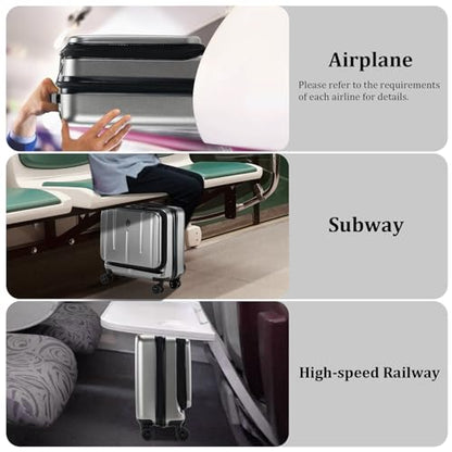Kaleenie 16" Carry On Briefcase Luggage with 2 Laptop Compartments - color: Gray, size: 16 Inch