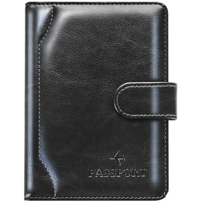 Passport Holder for Travel Essentials Wallet Cover Case Women Men Gift - color: D-Black