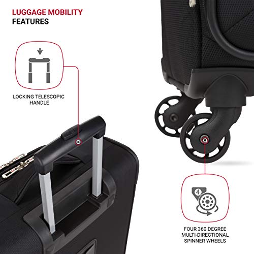SwissGear 4010 Softside Luggage with Spinner Wheels, Black, Carry-On 18-Inch - size: Carry-On 18-Inch