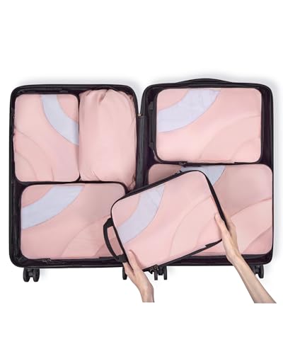 BAGSMART 여행용 압축 패킹 큐브 - color: 베이비 핑크 14개, size: Set of 14