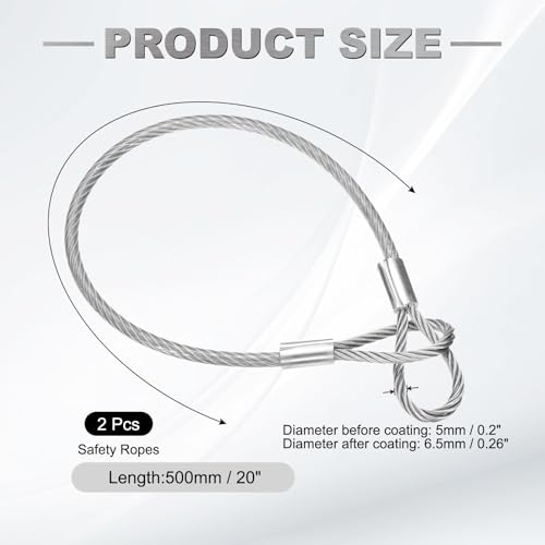 PATIKIL 20" Safety Cable Lock Security Wire Ropes 0.26" Dia Clear 2Pcs - size: 20 Inch-Clear