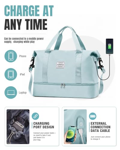 Weekender Bags for Women Travel Weekend Overnight Bag with Shoe Compartment - color: A -Light Blue