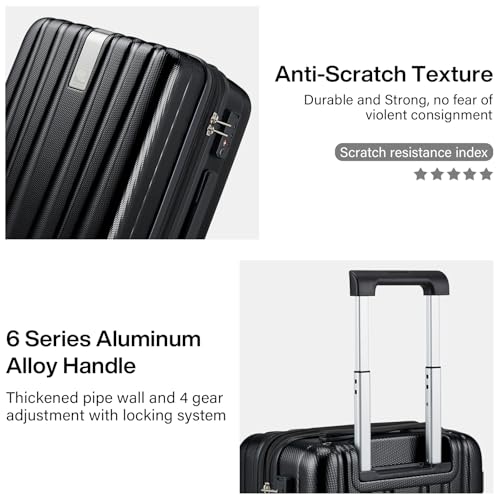 Hanke 20 Inch Expandable Carry on Luggage 22x14x9 Airline Approved - color: Jet Black, size: 20 Inch EXT
