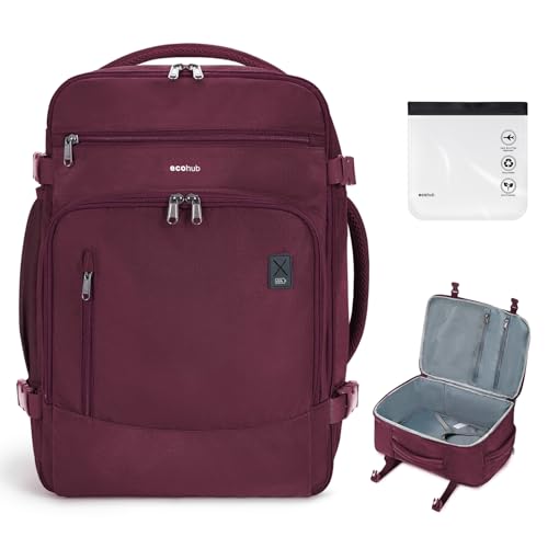 ECOHUB Travel Backpack Airline Approved Under Seat Personal Item Bag - color: Red-2, size: 18 inch underseat