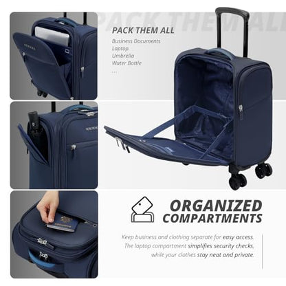 Verage Underseat Carry On Luggage with Wheels,14-Inch,Navy - color: Navy, size: 14-Inch Compact Underseat