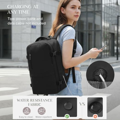 Personal Item Travel Bag Frontier Airlines 18x14x8 Personal Item Backpack Water Resistant Travel Backpack Carry On Casual Daypack for Weekender College Commuting Business Work - color: Black
