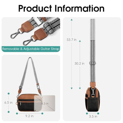 HomemeDiary Anti Theft Crossbody Bag for Women, RFID Leather Shoulder Purse - color: Black & Mocha Brown