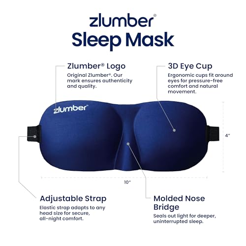 ZLUMBER Eyemasks for Sleeping 3 Pack - Eye Sleep Mask & Blindfold for Sleeping Men Women, 100% Blackout 3D Contoured Face Mask Sleep, Night Masks for Sleeping Men Side Sleepers, Adjustable