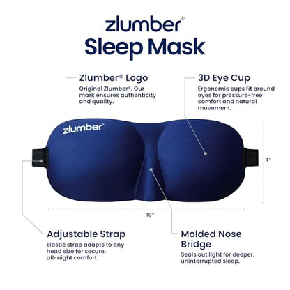 ZLUMBER Eyemasks for Sleeping 3 Pack - Eye Sleep Mask & Blindfold for Sleeping Men Women, 100% Blackout 3D Contoured Face Mask Sleep, Night Masks for Sleeping Men Side Sleepers, Adjustable