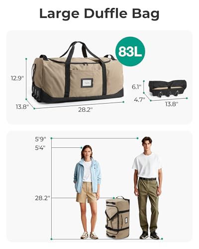 BAGSMART 83L Foldable Travel Bag, Large Duffle Bag Luggage for Travel - color: Dark Gray