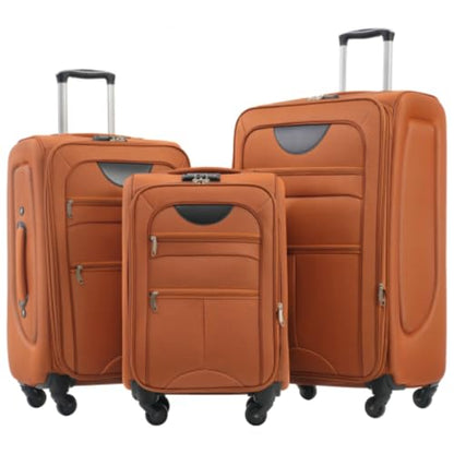 Softside Luggage Set Softshell Lightweight 3 Piece Spinner Suitcase 22" 26" 30" (Orange) - color: Orange