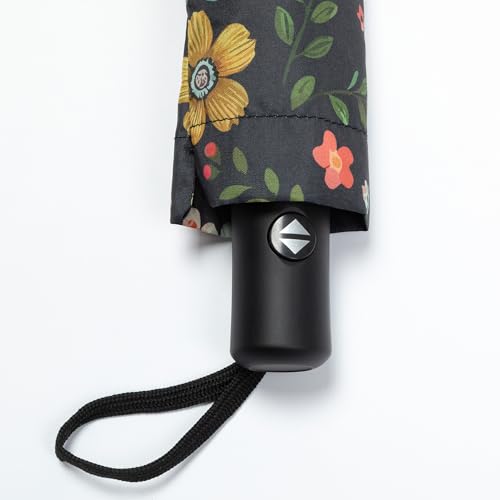 Whimsical Paw Print Compact Small Folding Travel Umbrella Auto Open Close - color: Floral Pawscape