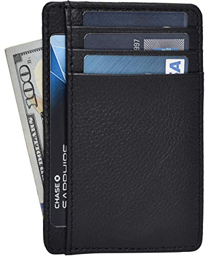 Leather Wallet for Men - RFID Blocking Slim Card Holder Gift for Men Idea - color: Ebony