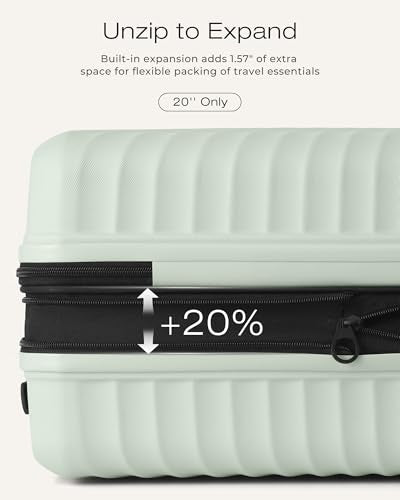 Coolife Luggage 3 Piece Set, Lightweight PC Hardside Suitcases, 20/24/28, Light Green - color: Light Green, size: 3-Piece Set (20/24/28)