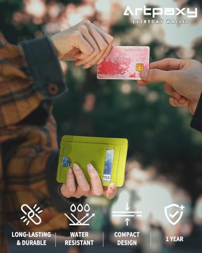 Artpaxy 남성 및 여성용 슬림 지갑, 여행용 미니멀리스트 전면 포켓 카드 홀더, RFID 차단, 신분증, 현금 및 신용 카드용 방수 나일론 지갑, 밝은 옐로우, 미니멀리스트 - color: 밝은 옐로우