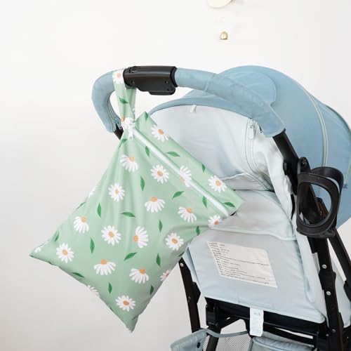 Happy Flute 3 Set Wet Bag Storage Bag Zipper Waterproof Washable for Baby - color: Daisy