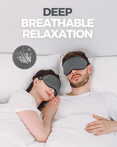 MZOO Luxury Sleep Mask, 3D Spacious for Long Lashes Blocking Light - color: M-gray (Black Edge)