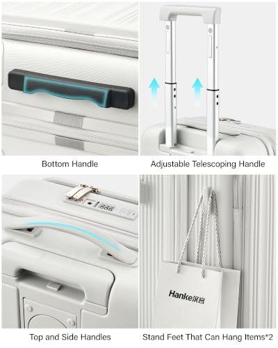 Hanke Top Opening 20" Carry On Luggage Expandable Hard Shell Smoke White - color: Smoke White, size: 20 Inch EXT