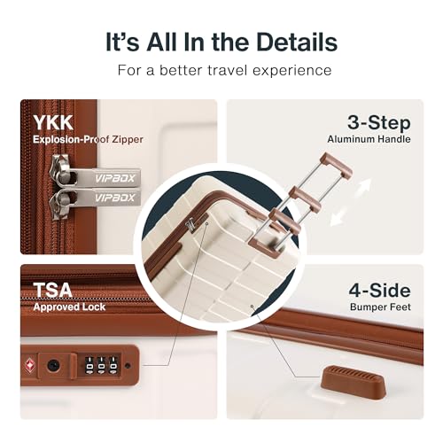 Vipbox Carry On Luggage 20 Inch Hardside PC Travel Suitcase, White - color: Elegant White, size: 20 inch
