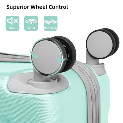LARVENDER Luggage Sets 6 Piece, Expandable Suitcases Set with Wheels, Mint - color: Mint Green, size: 6 piece set