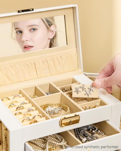 Homde 2 in 1 Jewelry Box for Women: 4-Layer with Travel Case