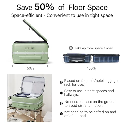 Hanke Top Opening 24 Inch Checked Luggage, Aluminum Frame Medium Suitcase - color: Bamboo Green, size: 24 Inch
