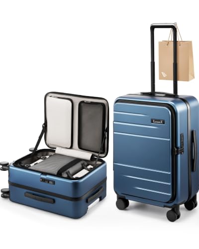 LUGGEX Top Opening Trunk Carry On Luggage, Aluminum Frame, Blue, 21" - color: Blue, size: 21 Inch Aluminum