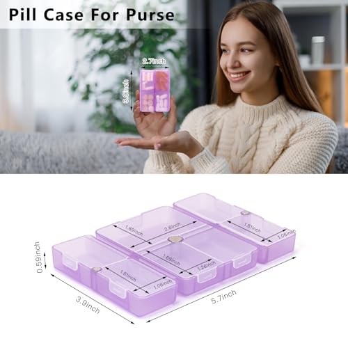 FYY Travel Pill Organizer,7 Compartments Pill Box Medicine Case-ClearPurple - color: Clear Purple, size: Small (1 Piece)