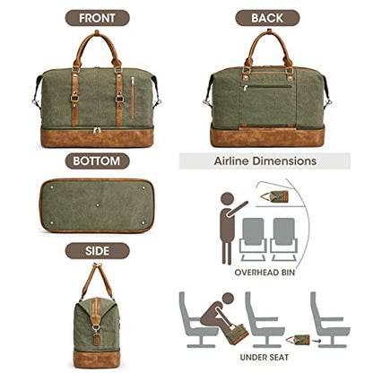 S-ZONE Weekender Bag for Men Canvas Duffle Overnight Travel Bag Army Green - color: B-Army Green