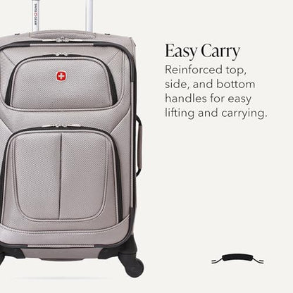 SwissGear Sion Softside Expandable Spinner Luggage Durable Lightweight Travel Suitcase, Pewter, Carry-On - color: Pewter, size: Carry-On