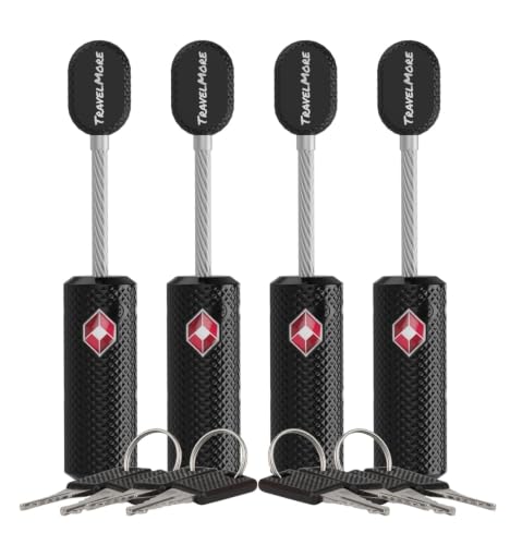 TravelMore TSA Approved Locks for Luggage with Keys, Secure Travel Locks - color: 4 Pack - Black