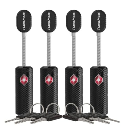 TravelMore TSA Approved Locks for Luggage with Keys, Secure Travel Locks - color: 4 Pack - Black