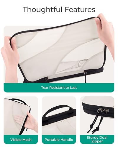BAGSMART Compression Packing Cubes for Travel - color: White Opal 6pcs, size: Set of 6