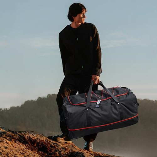 Vomgomfom Wheeled Collapsible Duffel Bag 110L-140L Expandable,Black-red - color: Black-red