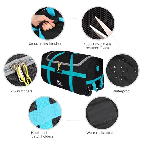 REDCAMP 85L/120L/140L Foldable Duffle Bag with Wheels, Large Travel Duffel Bag - color: 85l Black (Small)