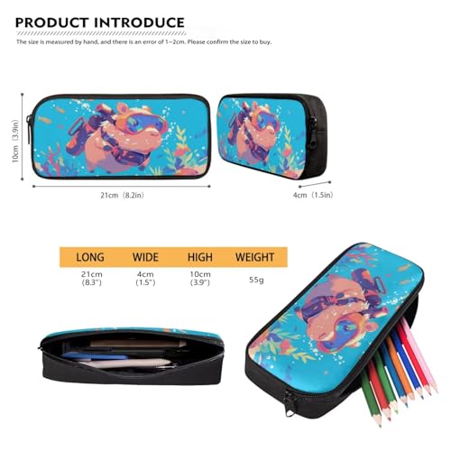 Cute Capybara Backpack for Boys Age 6-8 Elementary School Bookbags 4-in-1 Backpack with Lunch Box Pencil Case Water Bottle Sleeve for Kids Girls Back to School Essential - color: Capybara Dive