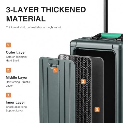 24Inch All Aluminum Checked Luggage with Laptop Compartment, Gray - color: grey, size: Medium